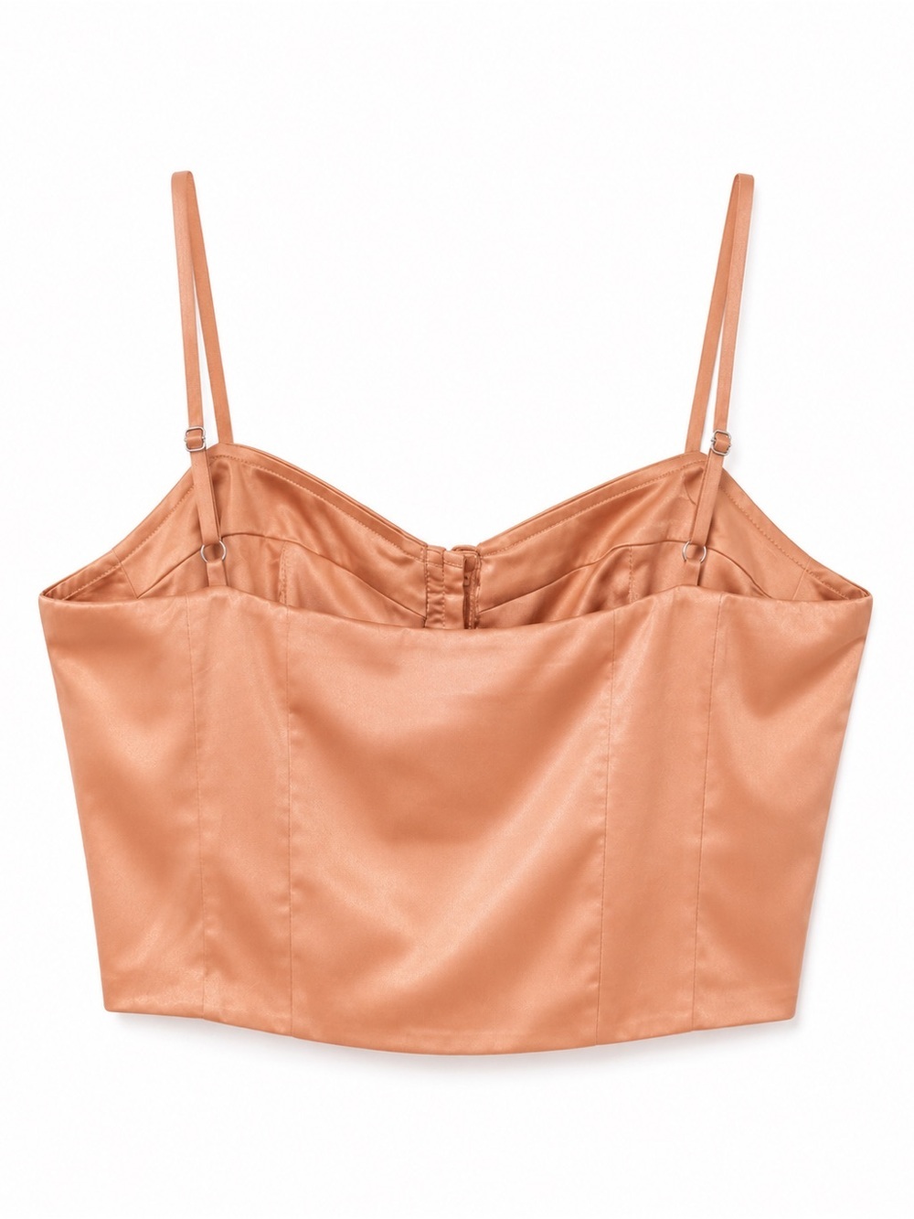GUESS Milan Satin Bustier Corset Crop Top Nude Clay M BNWT - Picture 3 of 5